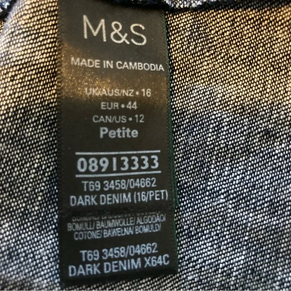 Marks & Spencer Black Denim Midi Skirt | Gathered Waist | Cotton & Linen Blend - Picture 3 of 10